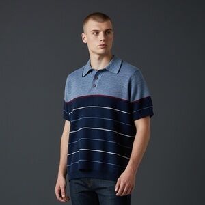 Men Johnny’s Collar Polo Short Sleeves Shirt in Blue Size M
SKU 411